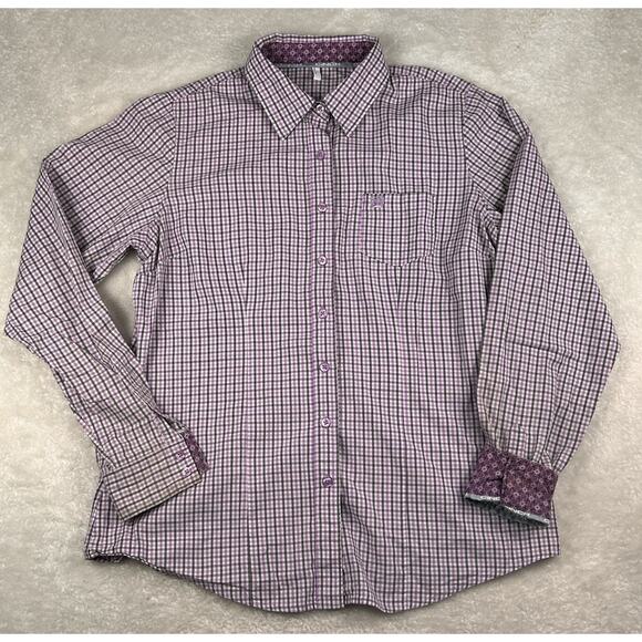 Cinch Shirt Womens’s Sz XL Purple Flip Cuff Button Up Plaid Western Top - Picture 1 of 6